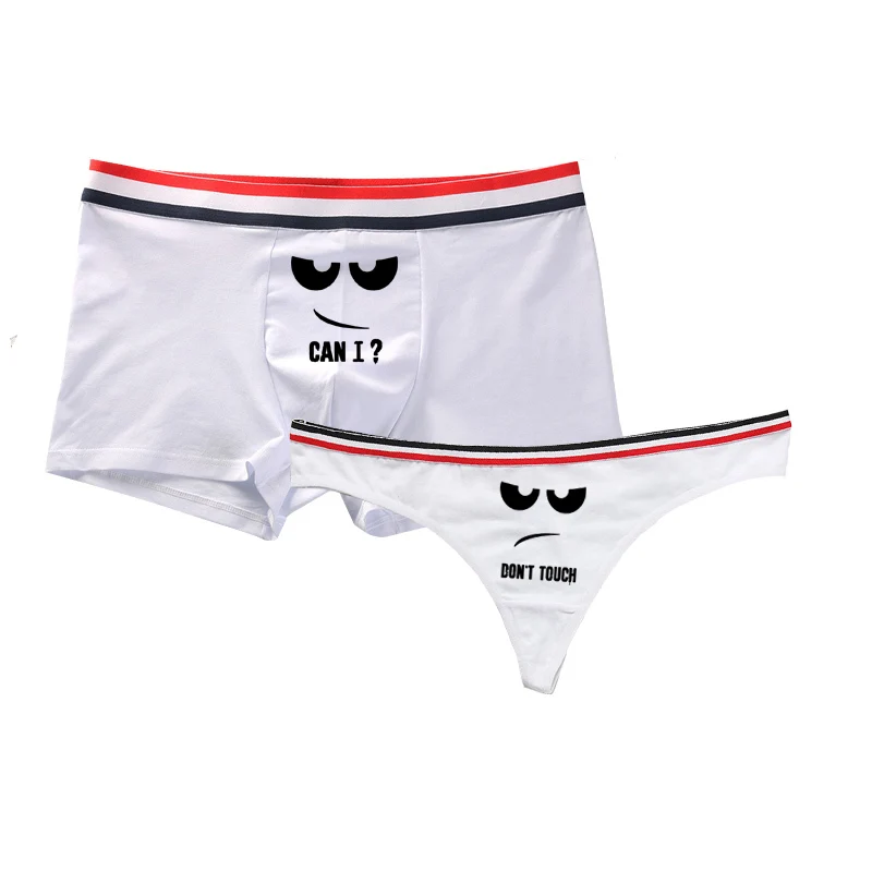 Couple Lover Matching Letter Print Underwear Order Seperately for Women G string and Men Boxer Shorts Underpants