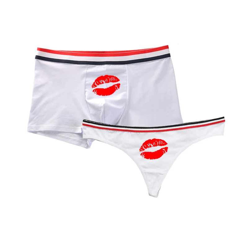 Couple Lover Matching Letter Print Underwear Order Seperately for Women G string and Men Boxer Shorts Underpants