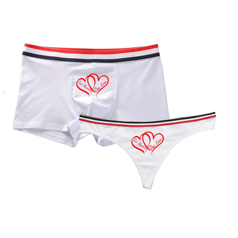 Couple Lover Matching Letter Print Underwear Order Seperately for Women G string and Men Boxer Shorts Underpants