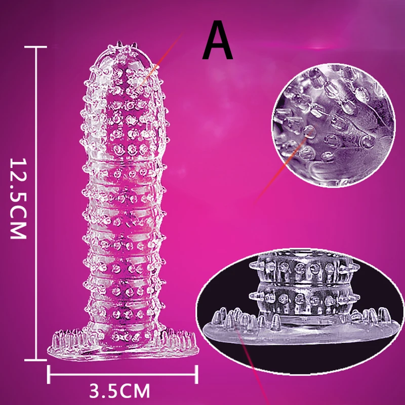 Adult Penis Sleeve Reusable Condoms Sex Toys for Men Delay Ejaculation G Spot Stimulation Safer Contraception Cock Ring Extender