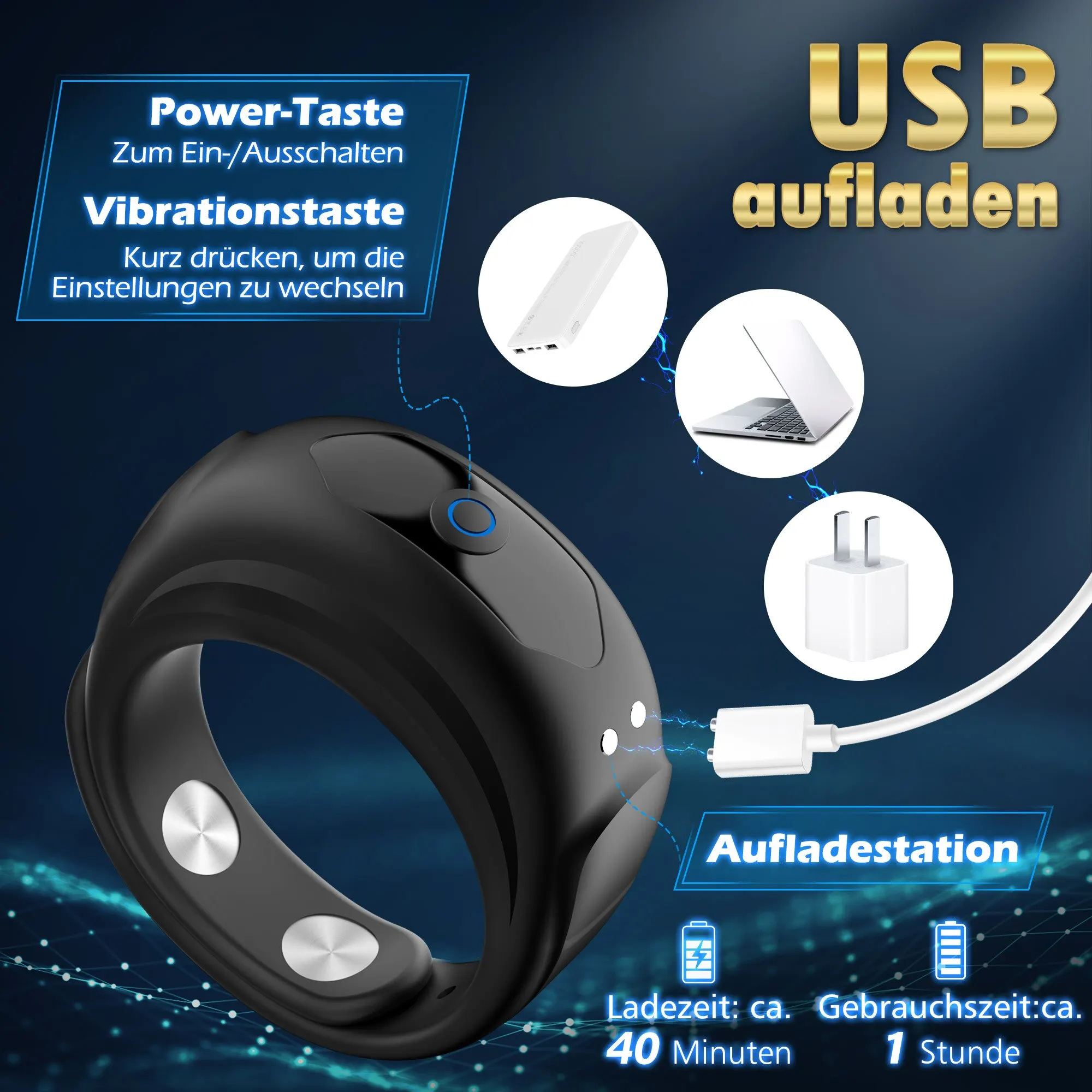 Adjustable Vibrator Cock Ring Men Penis Ring 10 Vibration Ejaculation Delay Erection Testis Cockring Adult Sex Toys for Couples